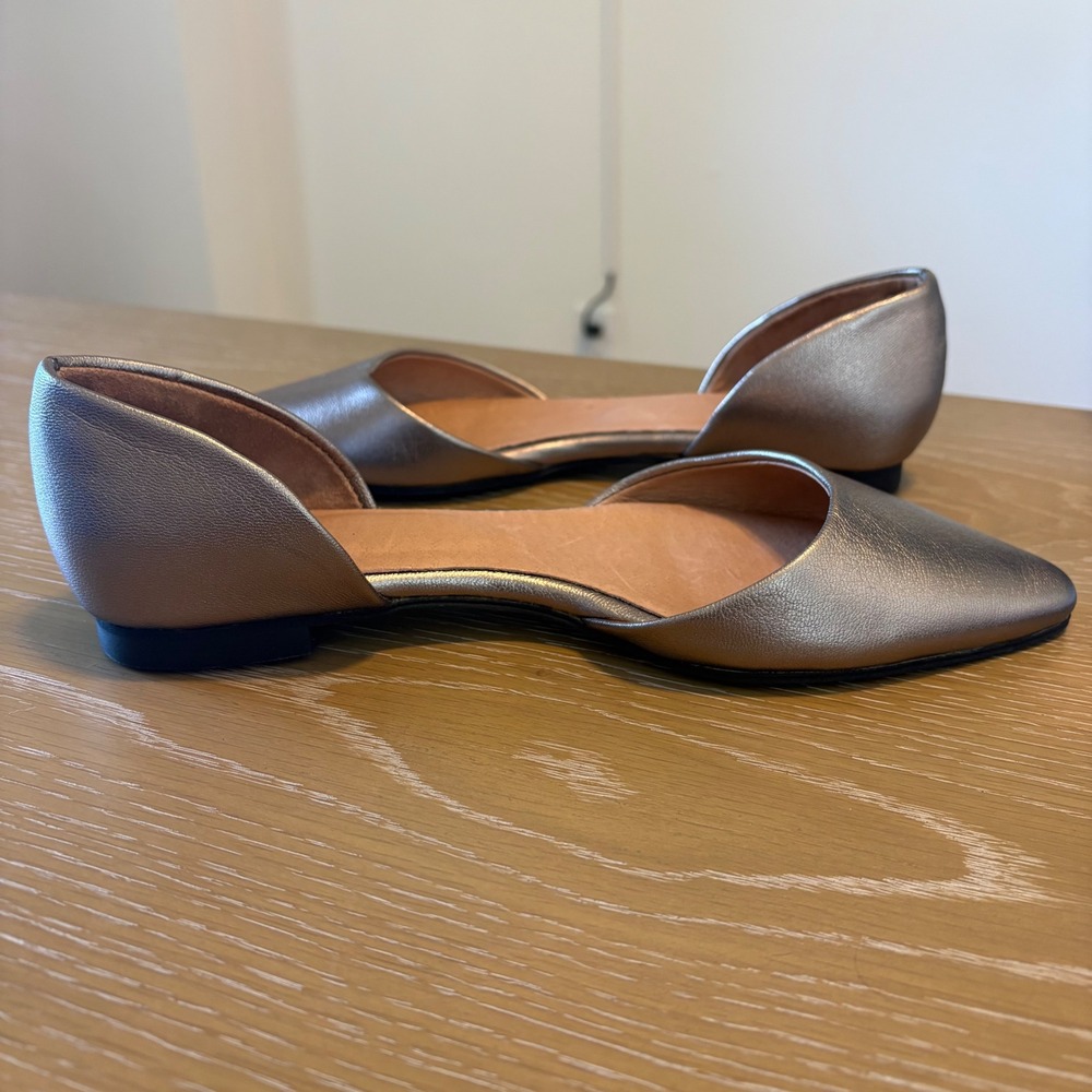 J. Jill Womens Metallic Pewter Leather d'Orsay Pointed Toe Flats Size 8.5 - Picture 4 of 9